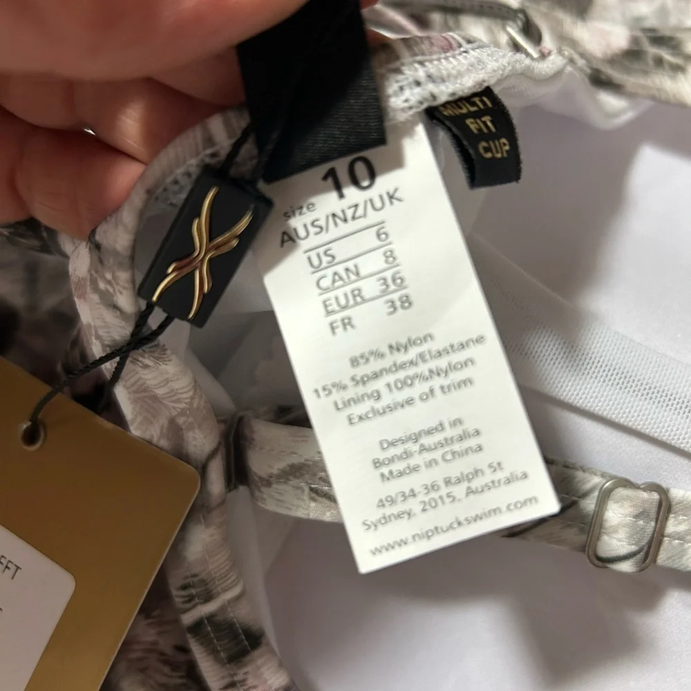 New Niptuck Swim Feathered Fantasy Colette One Piece Swimsuit 6 Gray Pink BNWT - Picture 4 of 6